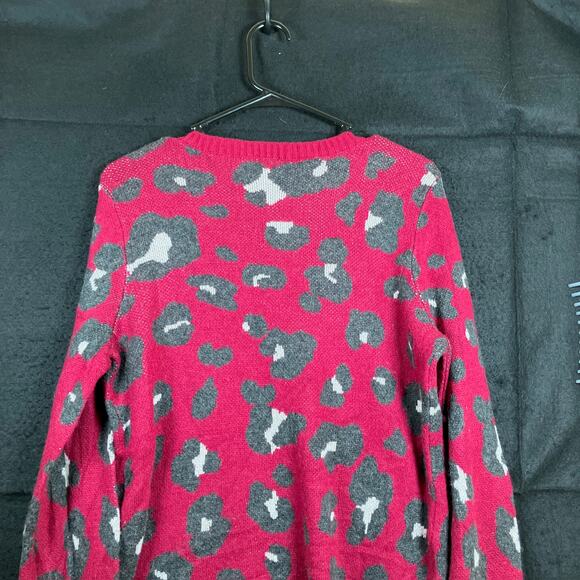 Ann Taylor LOFT Womens Sweater Pink Animal Print Wool Blend Medium - Picture 11 of 12